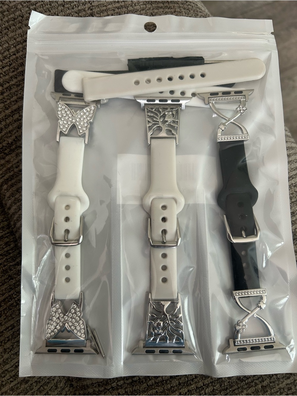 Interchangeable Silicone Watch Band Straps for Apple Watch - White & Black